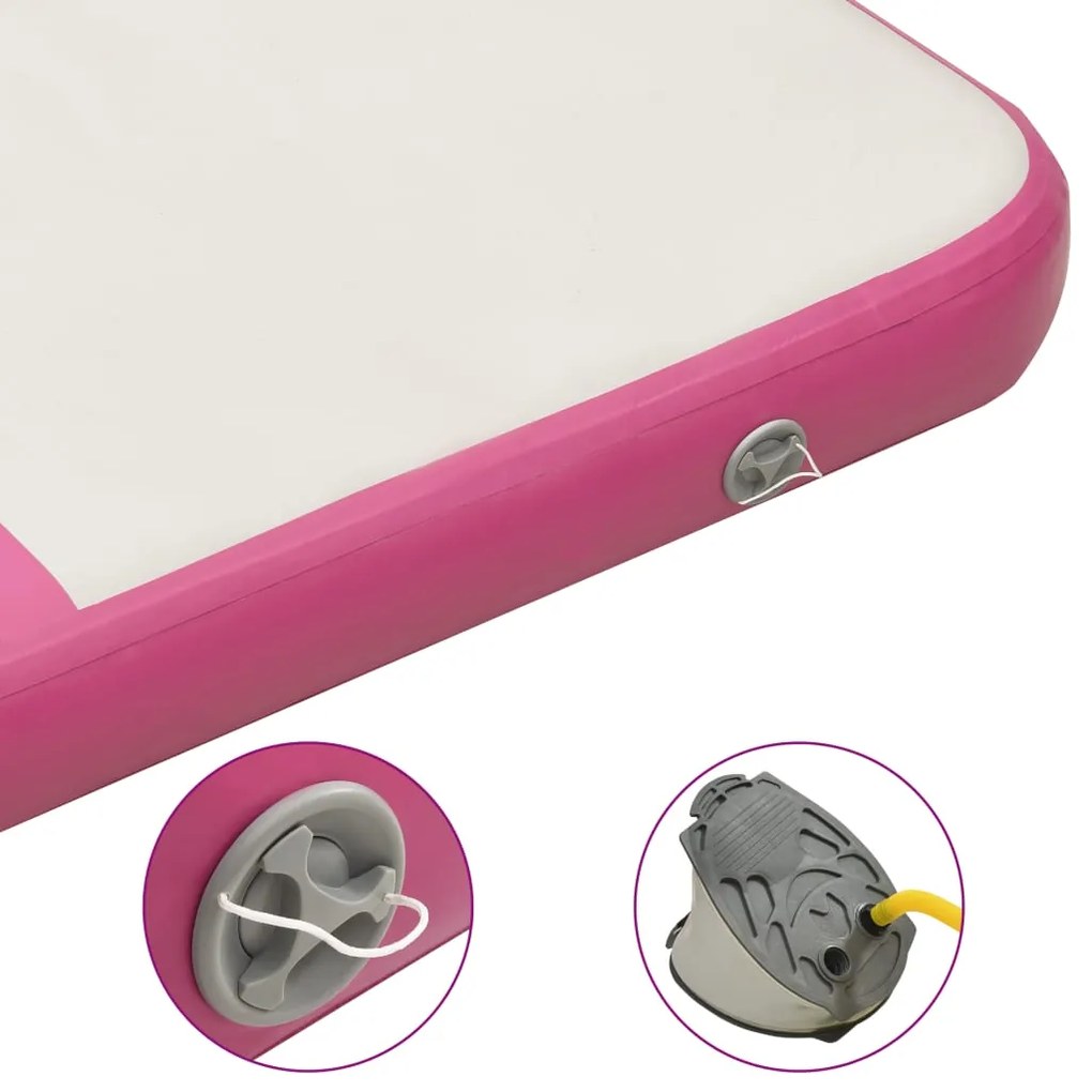 Colchão de ginástica insuflável c/ bomba 200x200x15 cm PVC rosa