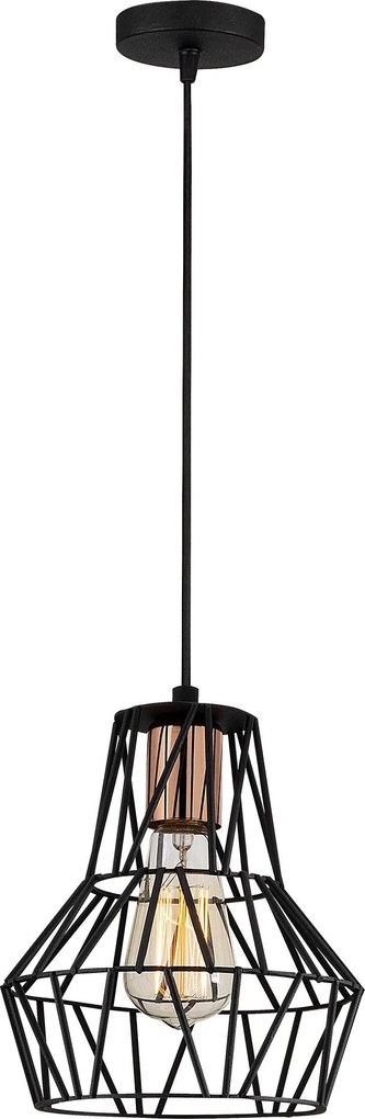 Candeeiro Chandelier Tortum – Preto – 20 cm de Diâmetro, 115 cm de Alt