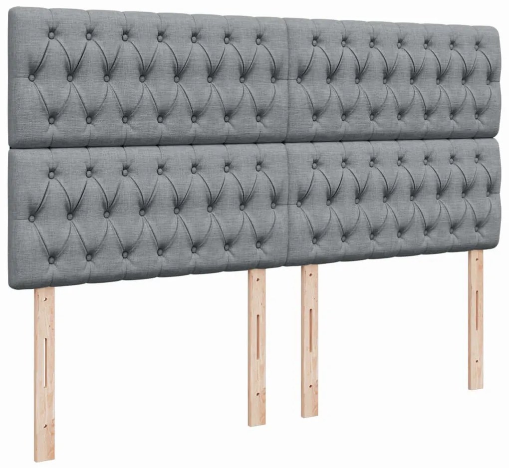 Cama com molas/colchão 200x200 cm tecido cinza-claro