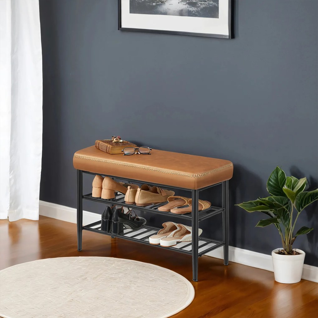 Banco entrada para sapatos Coleção EKHO ‎30 x 80 x 50 cm Castanho caramelo