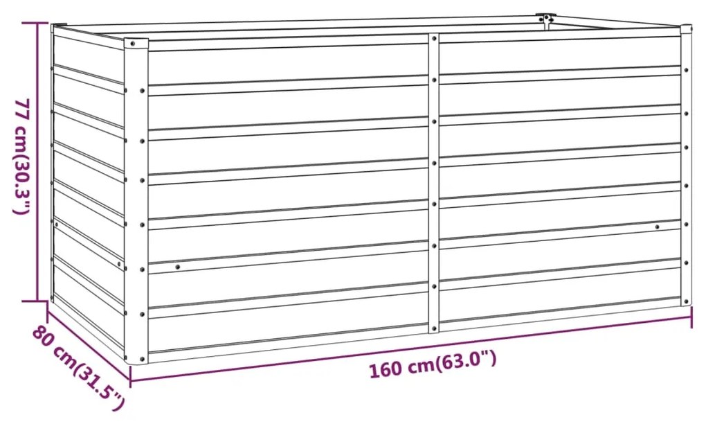 Canteiro de jardim 160x80x77 cm aço corten cor enferrujado