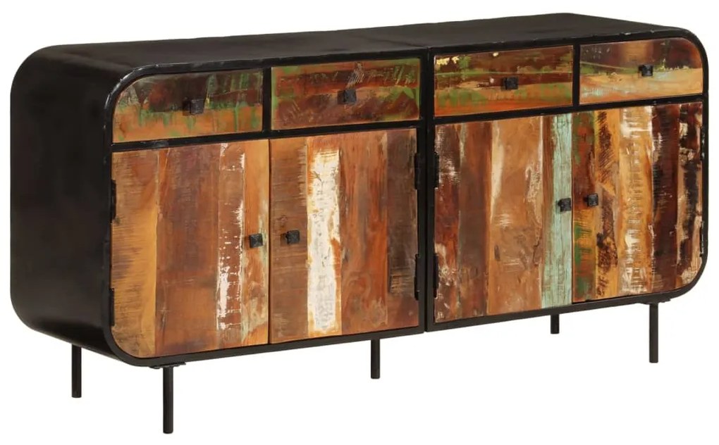 Aparador 140x35x70 cm madeira recuperada maciça e metal