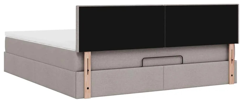 Estrutura de cama otomana com colchão tecido cinzento 160x200cm