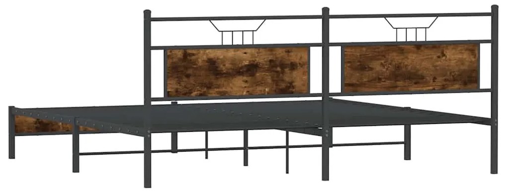 Estrutura de cama sem colchão 200x200cm metal carvalho fumado