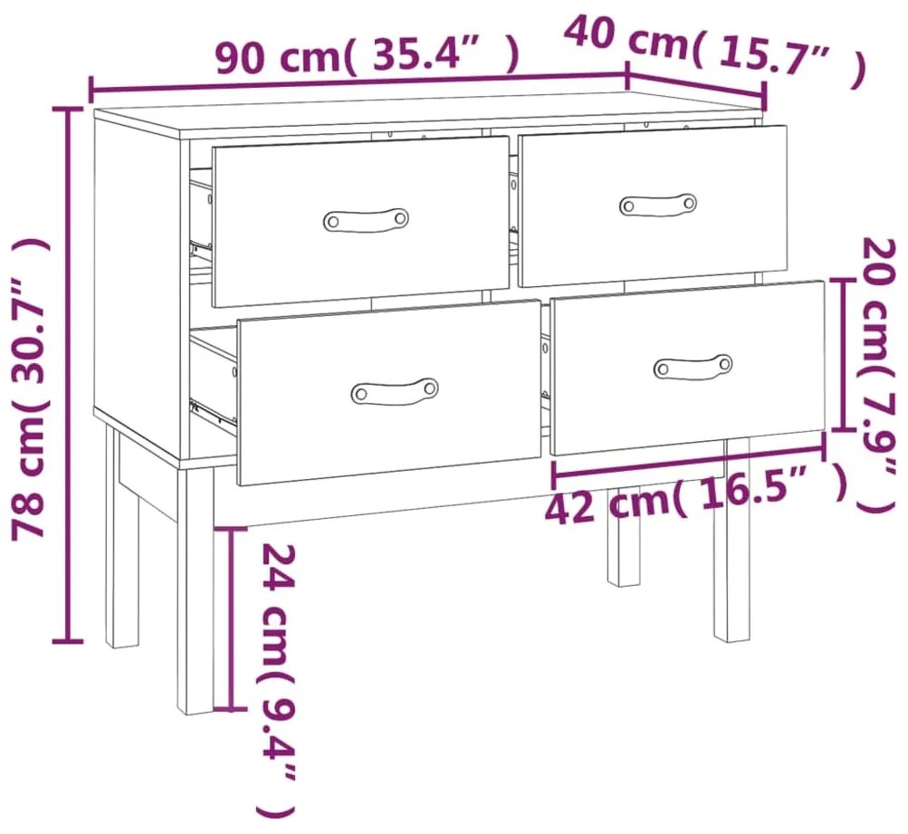 Mesa consola 90x40x78 cm madeira de pinho maciça