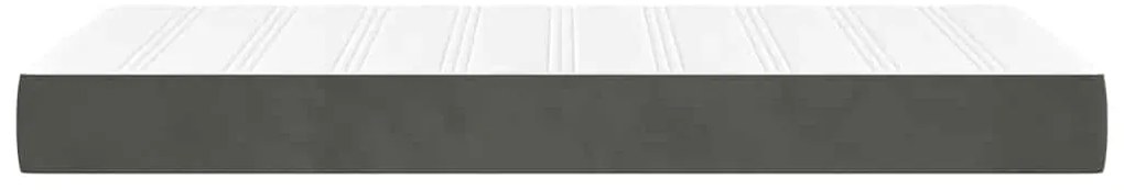 Colchão de molas ensacadas 100x220x20 cm veludo cinza-escuro