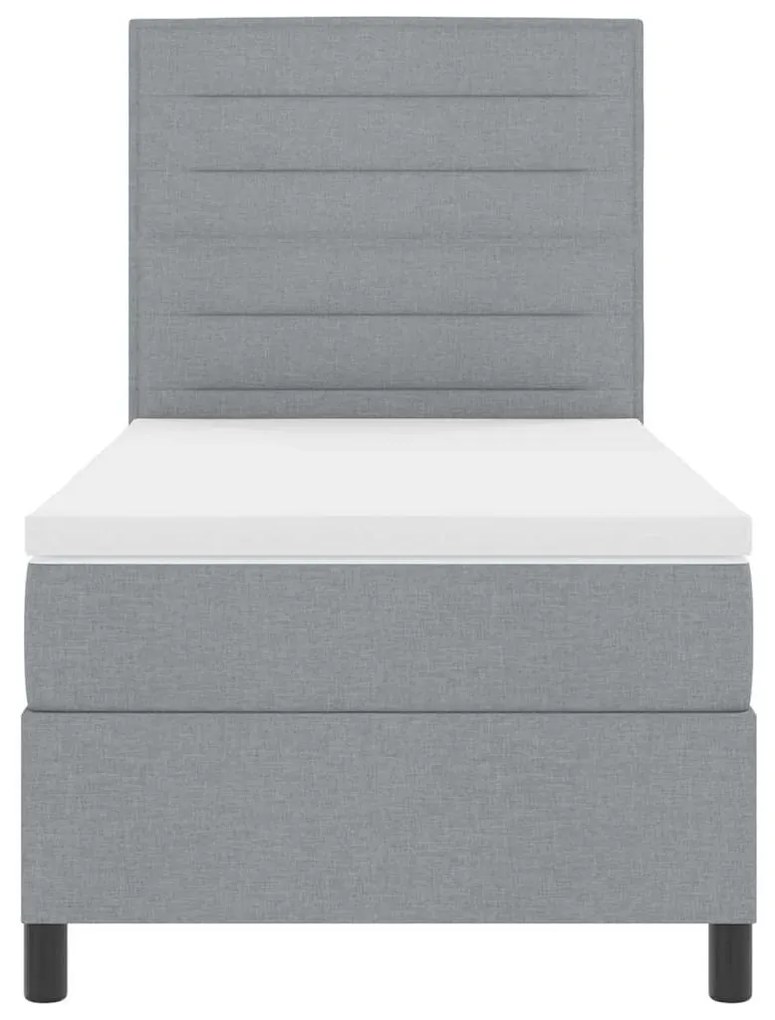 Cama box com colchão e luz LED cinza clara 80 x 200 cm