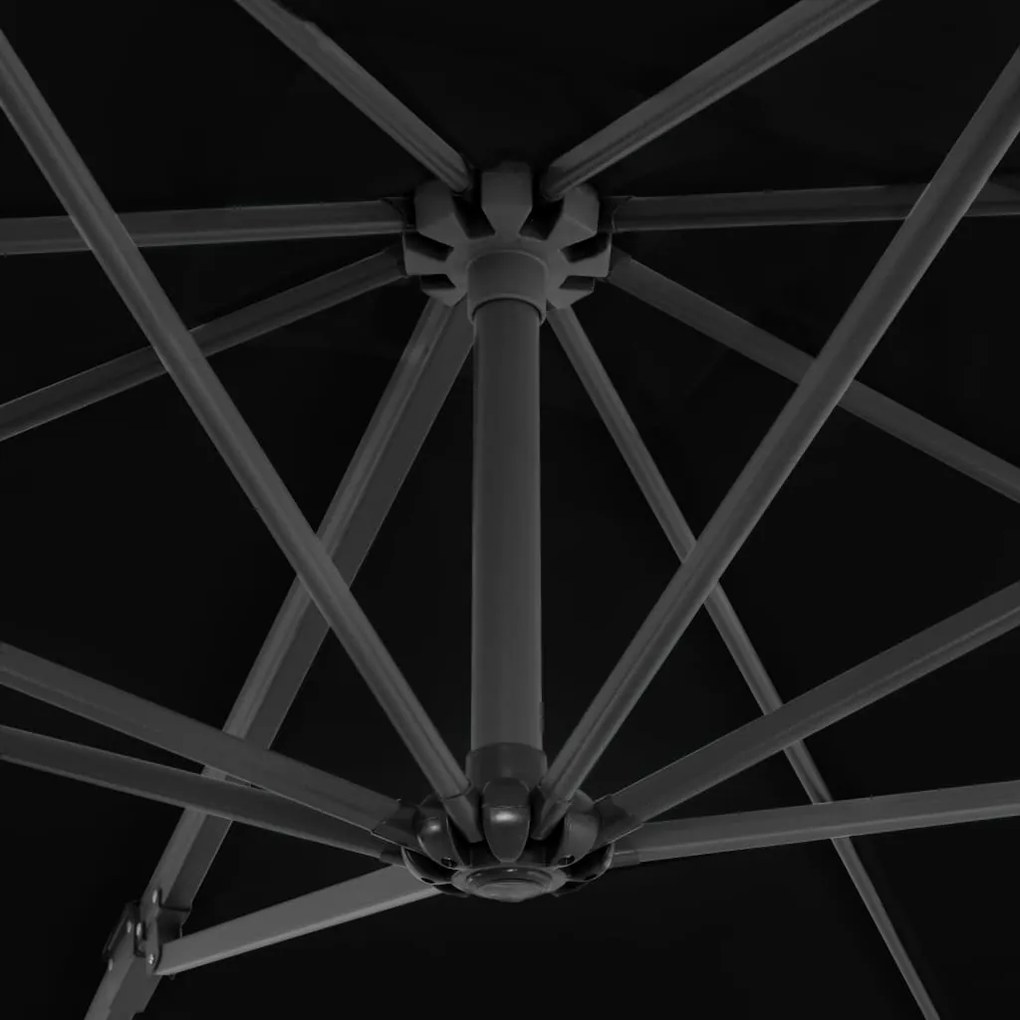 Guarda-sol cantilever com poste de alumínio 250x250 cm preto