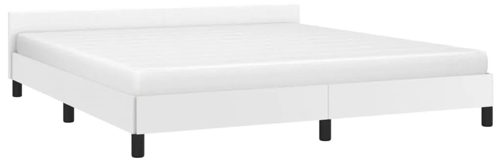 Estrutura de Cama Salu com Cabeceira em Couro Artificial Branco - 160x