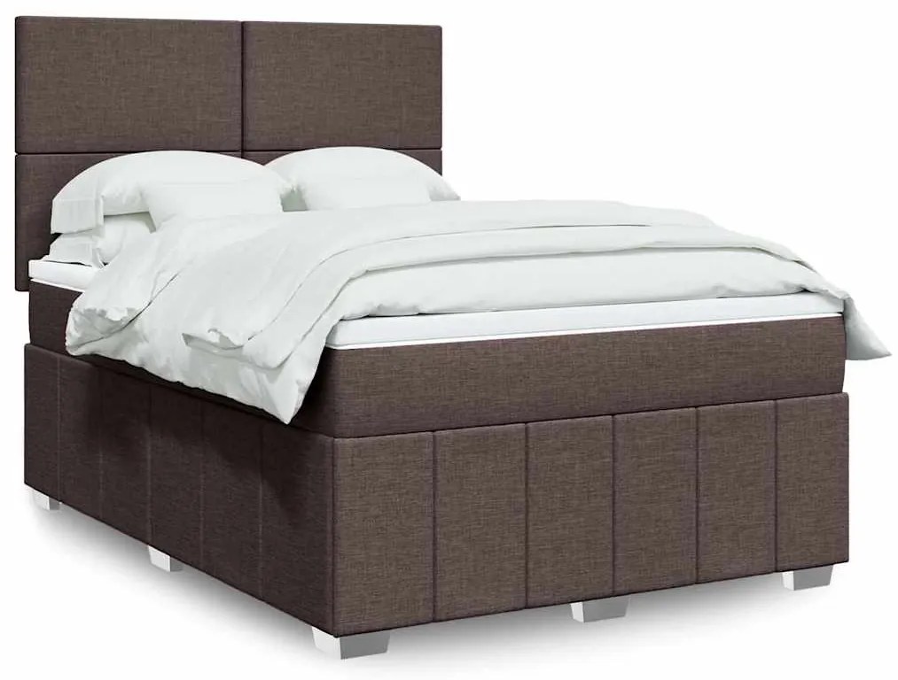 Cama com molas/colchão 160x200 cm tecido castanho-escuro