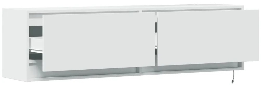 Móvel de parede para TV com luzes LED 140x31x38 cm branco