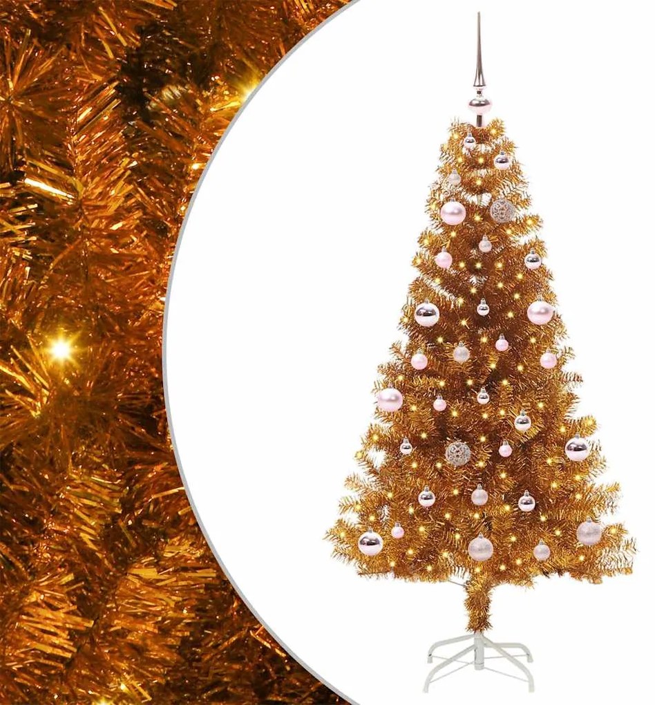 vidaXL Árvore de Natal com 150 LEDs com suporte Ouro 150 cm PET