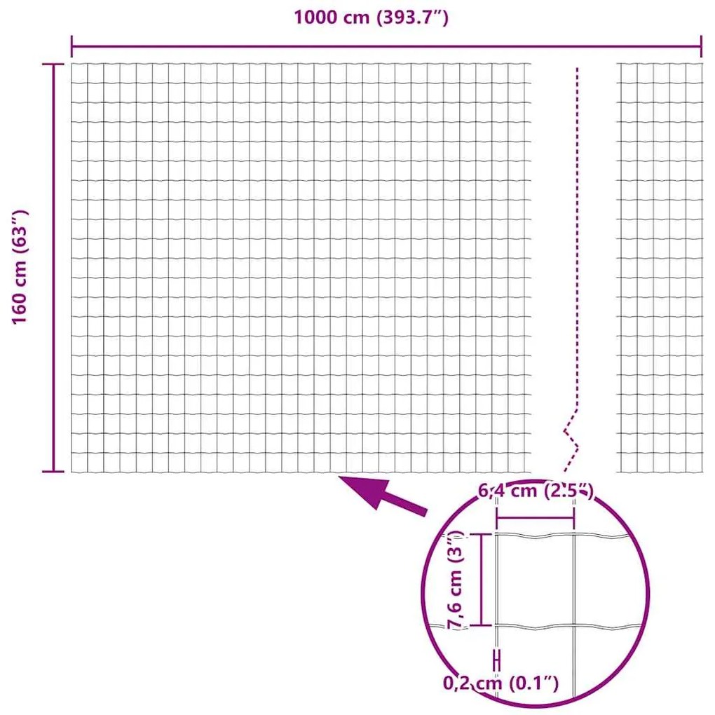 Cerca Euro Cinza 1,6x10 m Aço