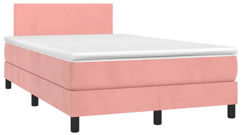 Cama box spring c/ colchão/LED 120x200 cm veludo rosa