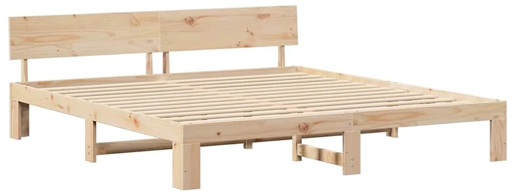 Estrado de Cama com Cabeceira 180x200 cm Madeira de Pinho Maciço