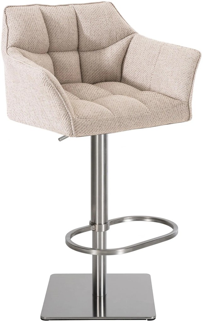 Banco de bar Damaso em tecido e com estrutura prateada 64 x 88-113 x 45 cm Bege marfim