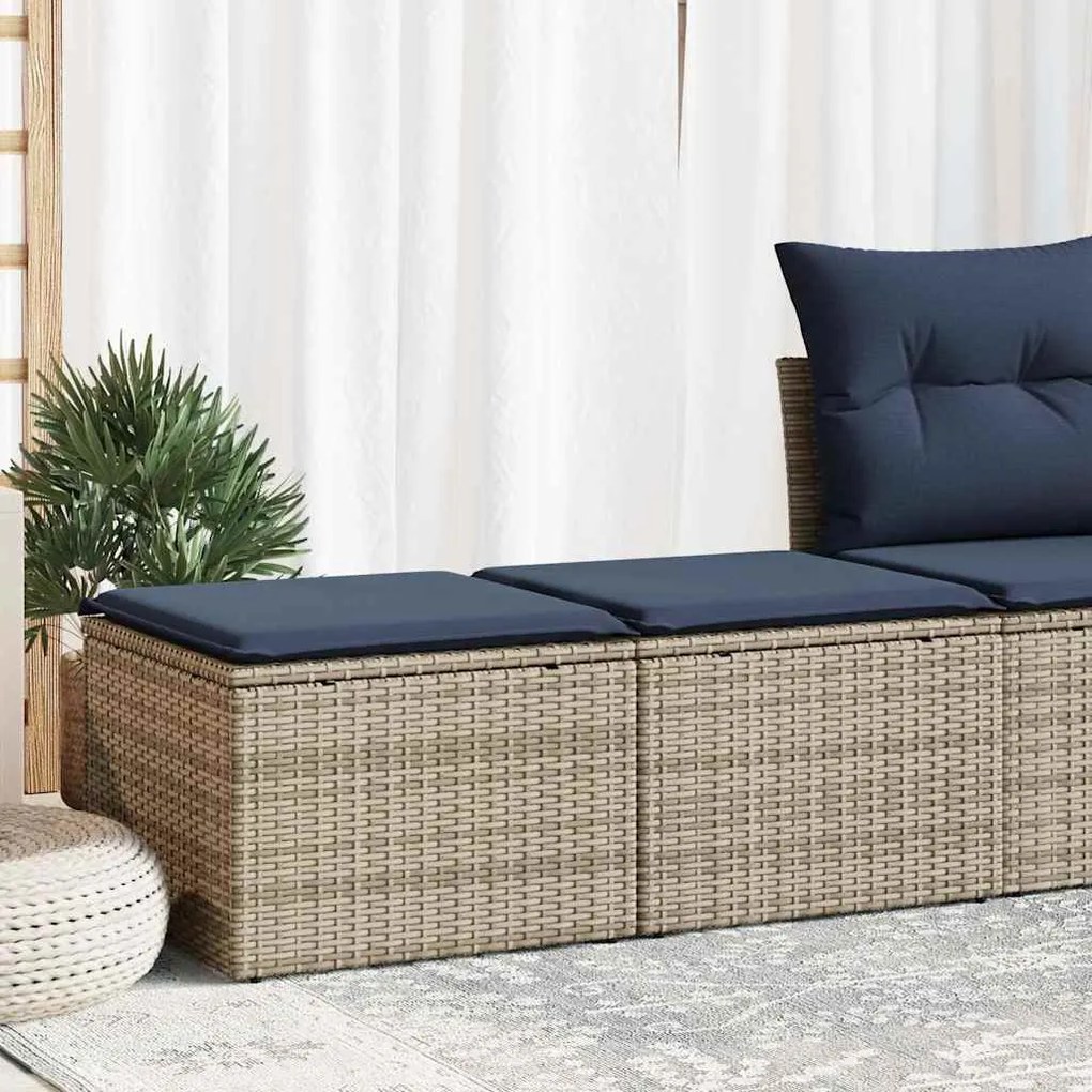 2 pcs conjunto sofás jardim almofadões vime PE/acácia cinzento