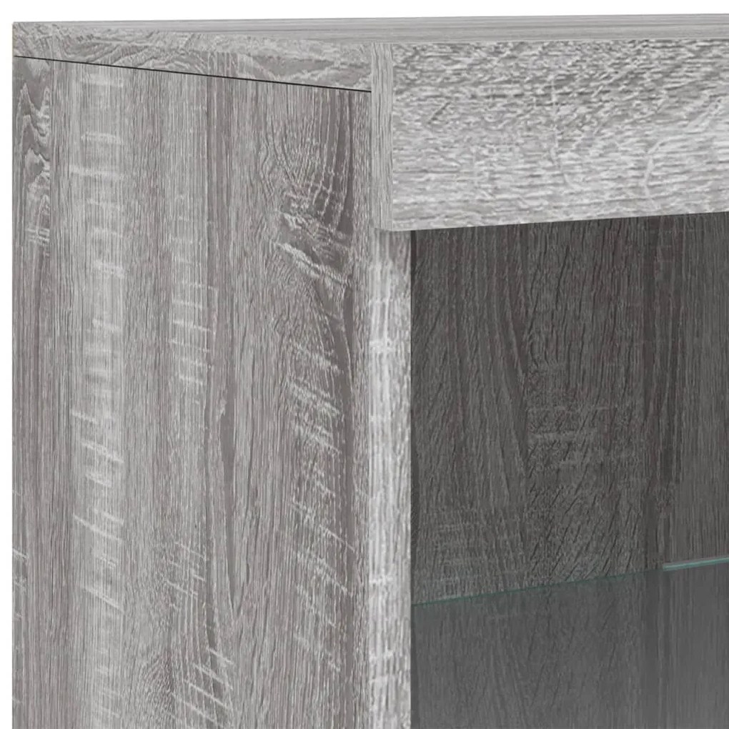 Aparador com luzes LED 162x37x100 cm cinzento sonoma