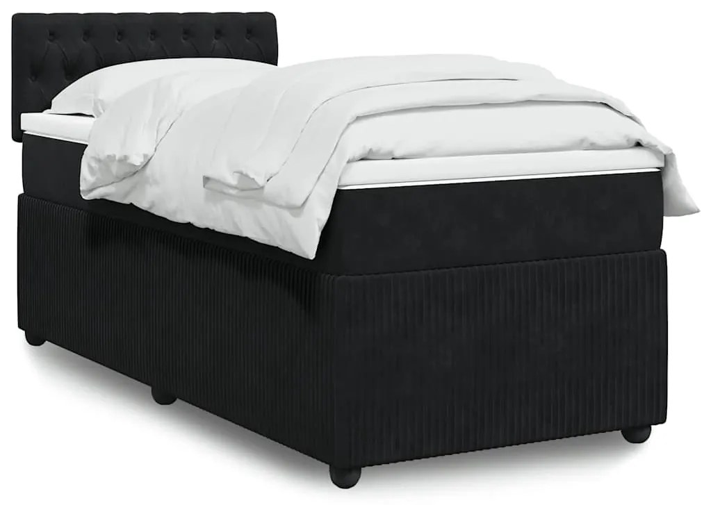 vidaXL Cama com molas/colchão 90x200 cm veludo preto
