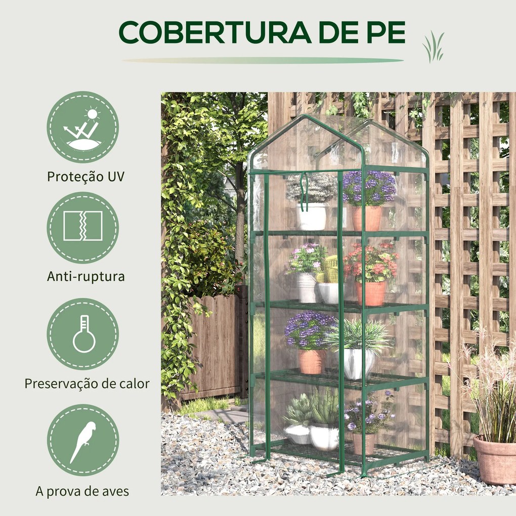 Estufa de Jardim com 4 Prateleiras e Cobertura de PVC Estufa de Aço pa