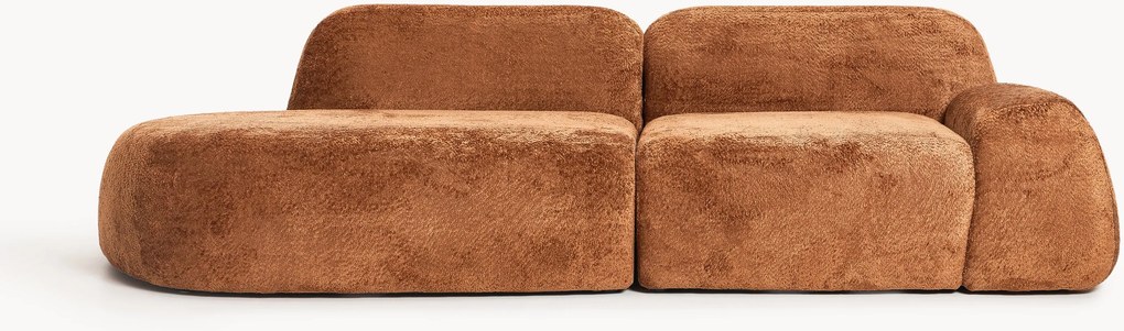 Sofá de canto modular em teddy-bouclé Wolke (3 lugares)