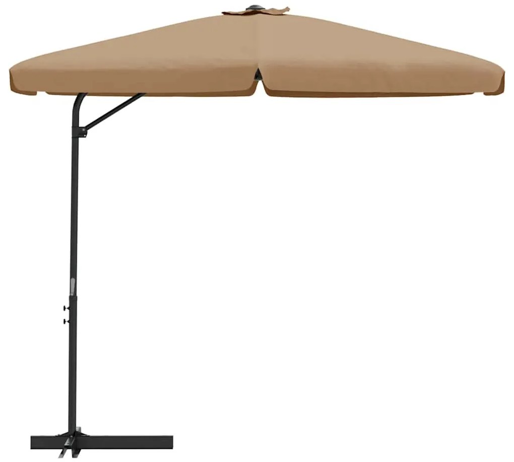 Guarda-sol de jardim c/ poste de aço 300cm cinzento-acastanhado