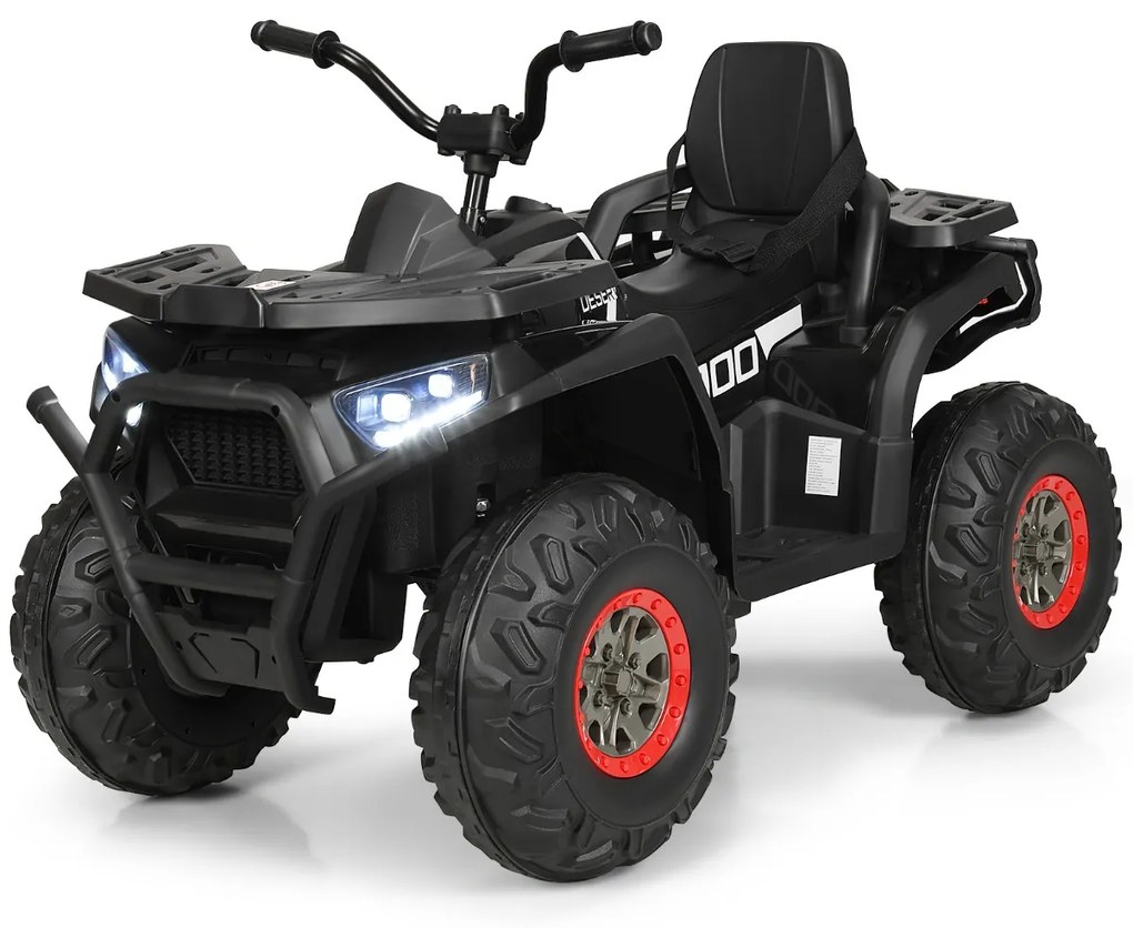 Moto 4 Elétrico Infantil com Luzes LED 2 Velocidades Música e Assento Confortável Carga 50kg Preto