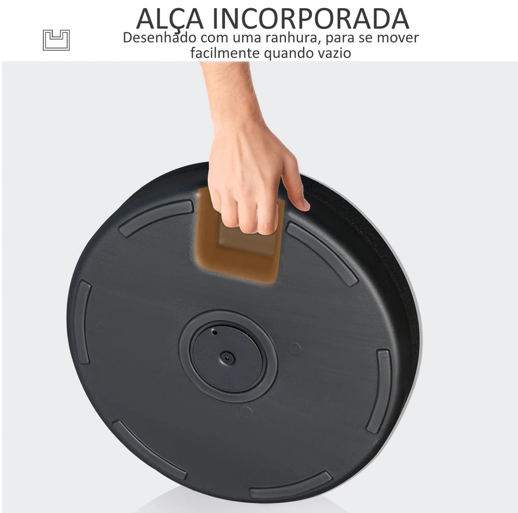 Outsunny Base de Chapéu de Sol de Jardim Recarregável de Água 22kg Suporte de Chapéu de Sol Redondo para Mastros de 38mm/48mm Portátil para Terraço Pátio Ø51x28cm Preto