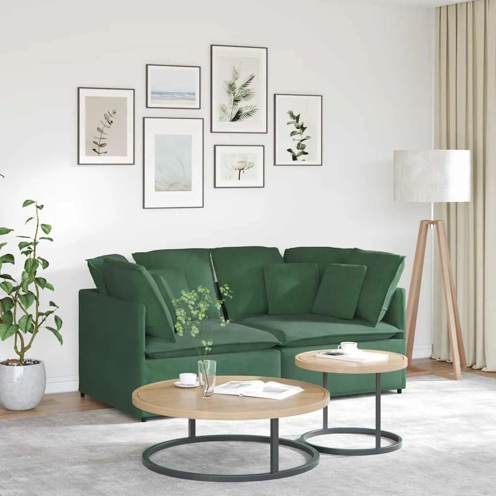 vidaXL Sofá modular com almofadas tecido corduroy verde escuro