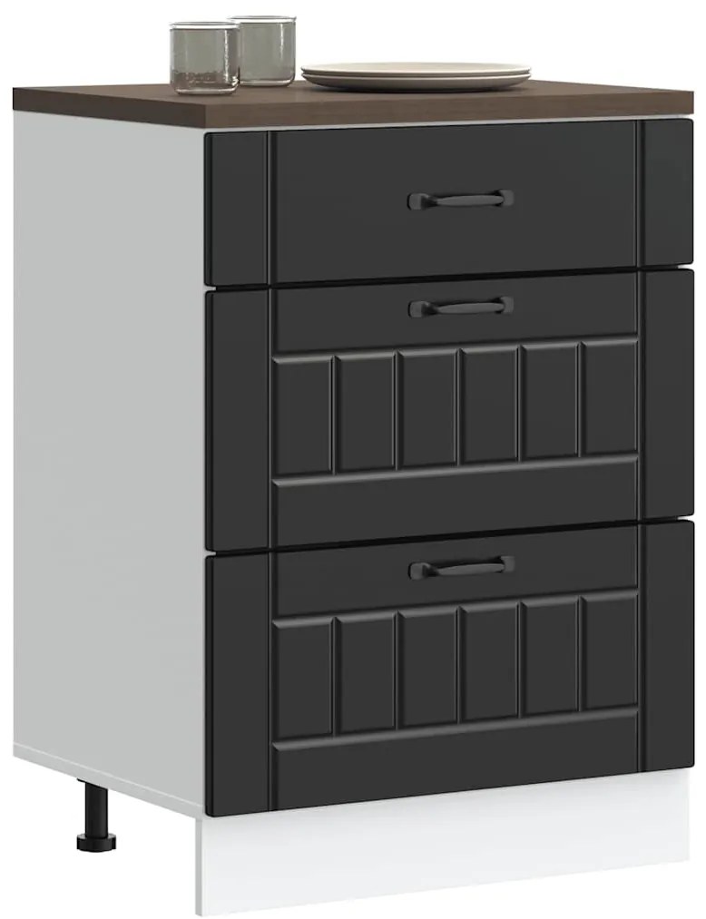 vidaXL Armário de cozinha baixo "Lucca" em madeira engenheirada preta