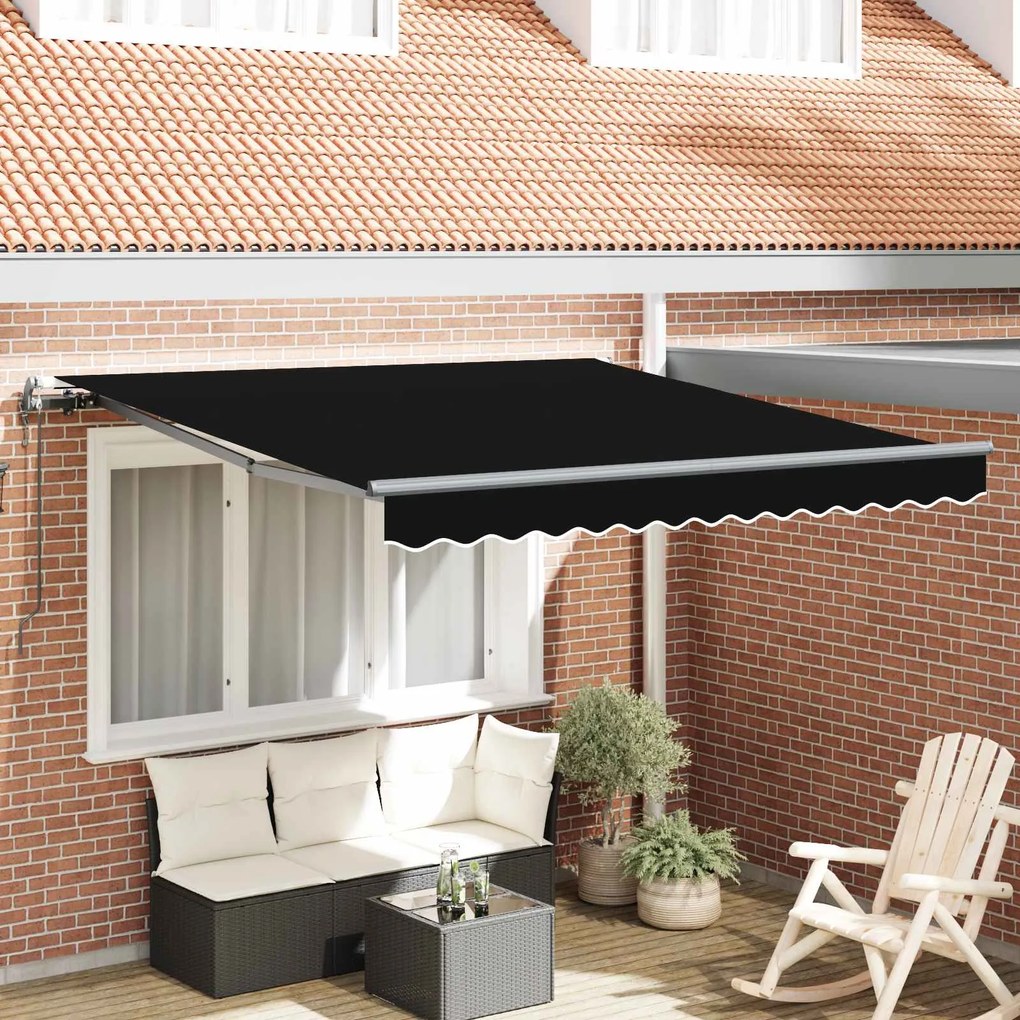 vidaXL Toldo Retrátil Preto 300 x 250 cm Tecido e Alumínio