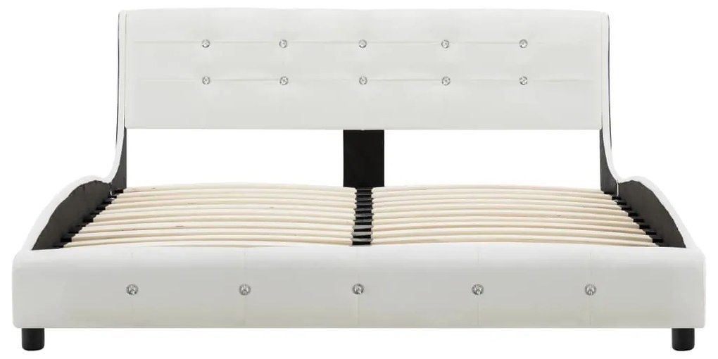 Cama + colchão espuma memória 140x200cm couro artificial branco