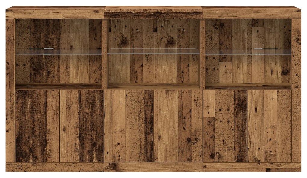 Buffet com Luzes LED Madeira Velha 181,5x37x100 cm Madeira Engenharia
