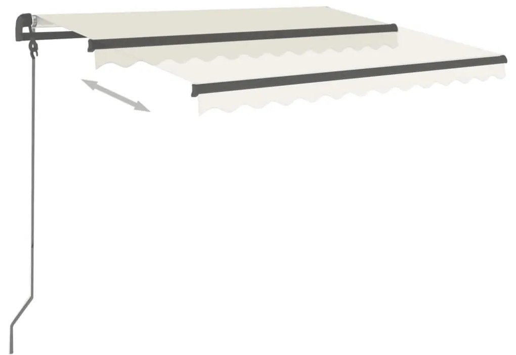 Toldo retrátil automático com postes 3,5x2,5 m cor creme