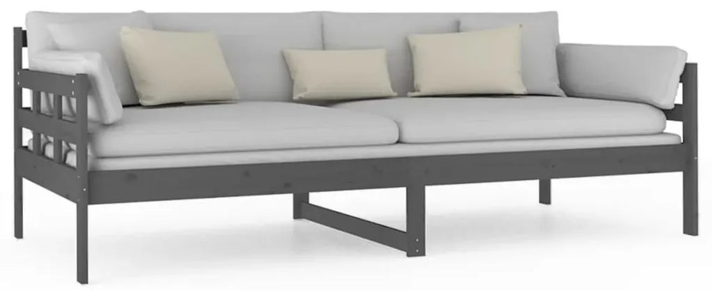 Sofá-cama 90x200 cm madeira de pinho maciça cinzento