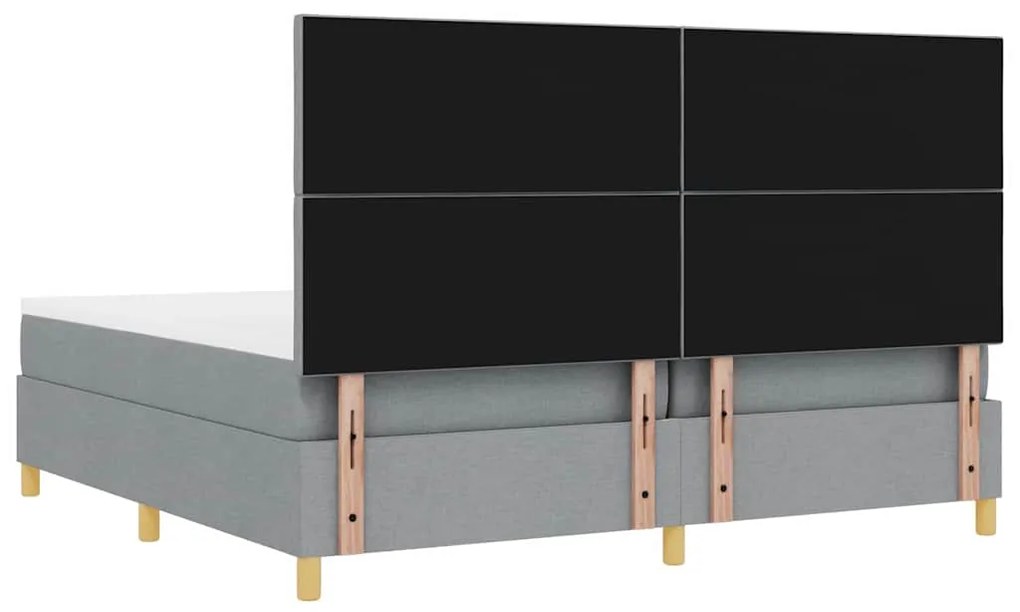 Cama Box com Colchão e Luz LED Cinza Claro 200x200 cm Tecido