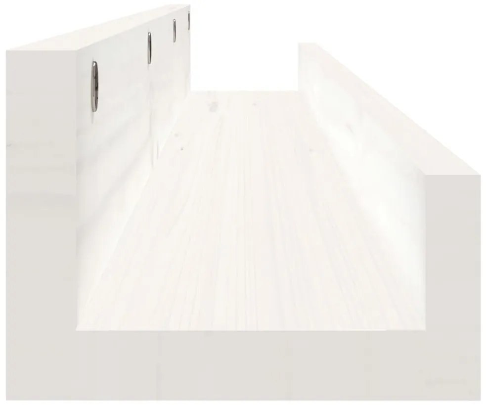 Prateleiras de parede 2 pcs 80x12x9 cm pinho maciço branco