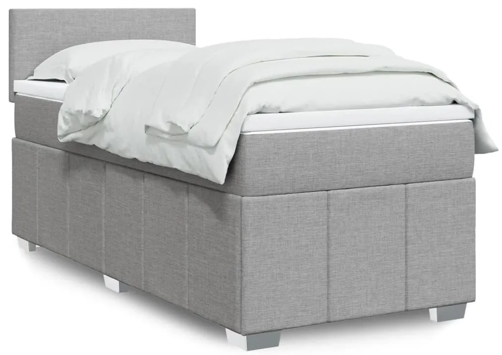 Cama com molas/colchão 90x190 cm tecido cinzento-claro