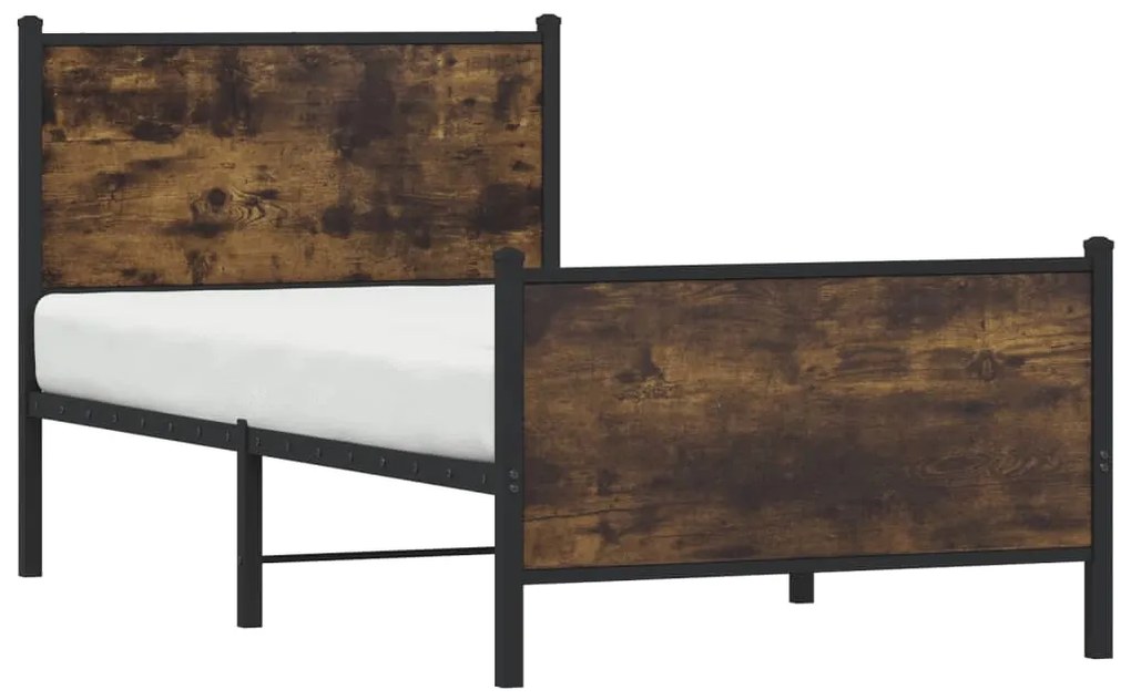 Estrutura de cama sem colchão 90x190 cm metal carvalho fumado