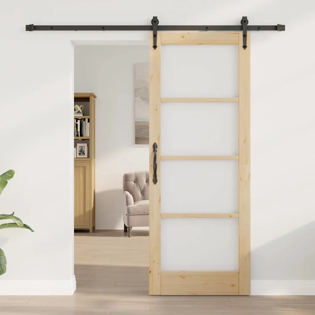 Porta Deslizante vidaXL com Conjunto de Ferragens 78x202 cm Madeira de