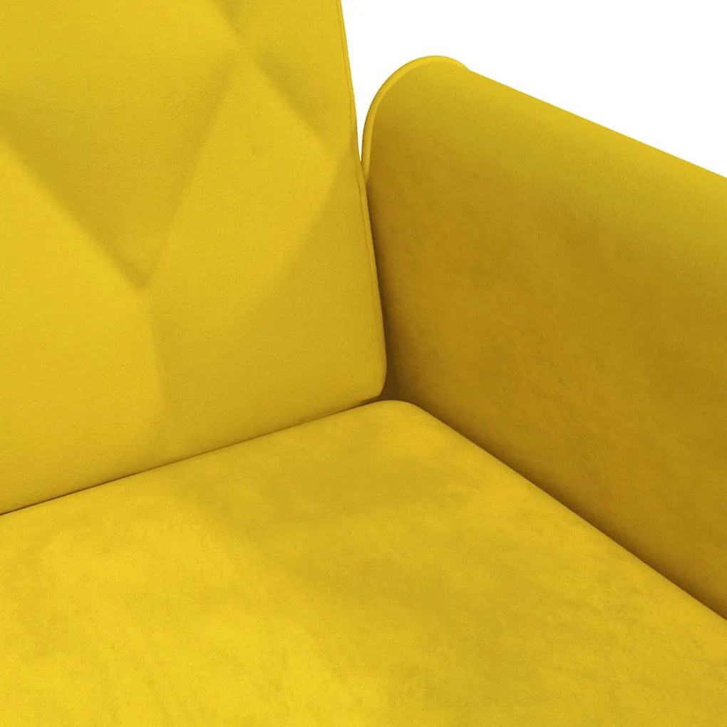 Sofá-cama com apoio de braços veludo amarelo