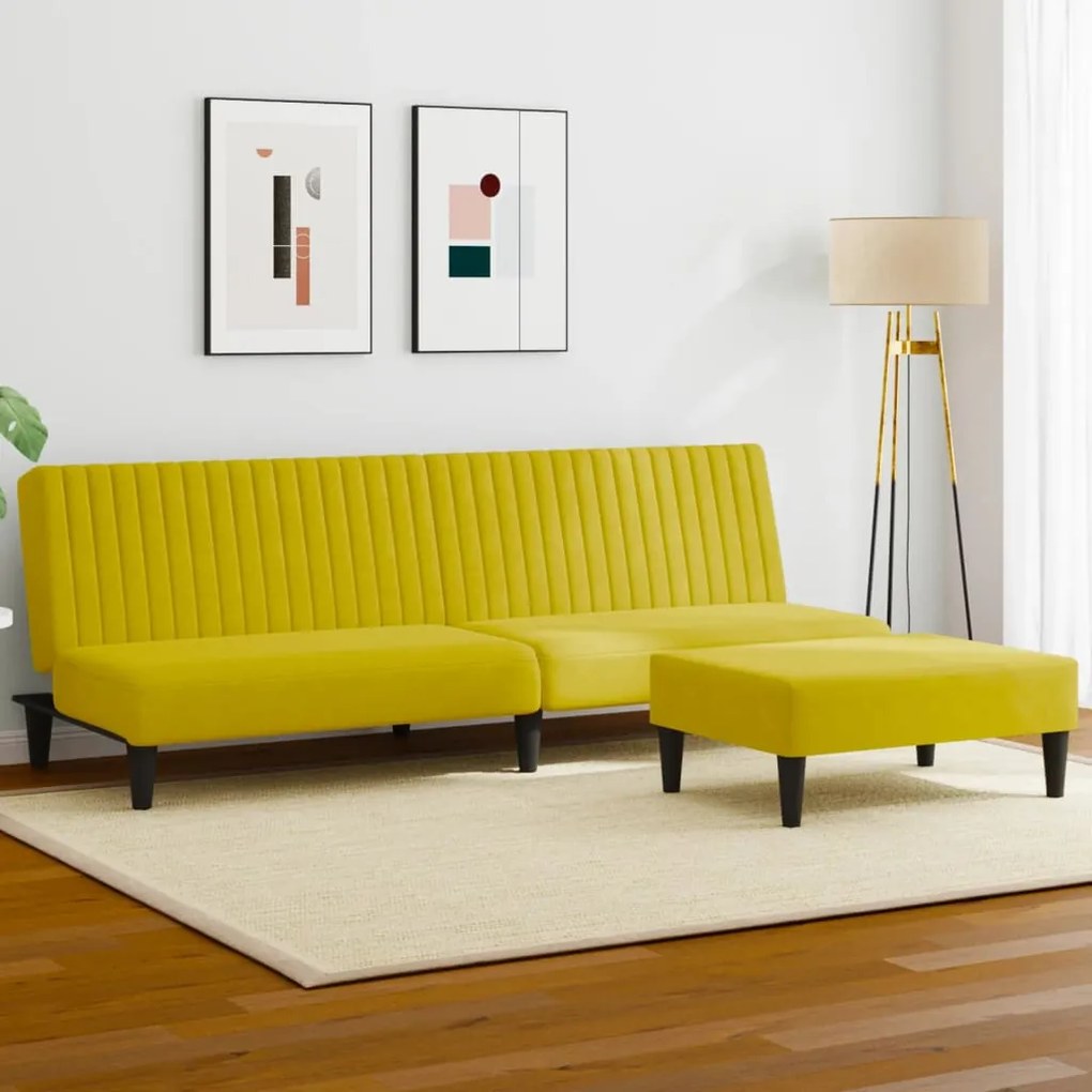 vidaXL 2 pcs conjunto de sofás veludo amarelo