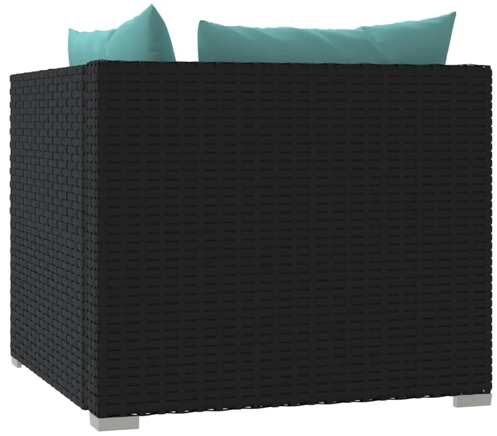 Sofá com almofadões 2 lugares vime PE preto