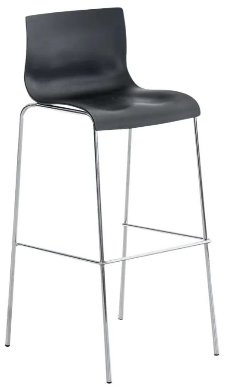 Banco de bar Hoover em plástico e com estrutura cromada 43 x 100 x 48 cm Preto