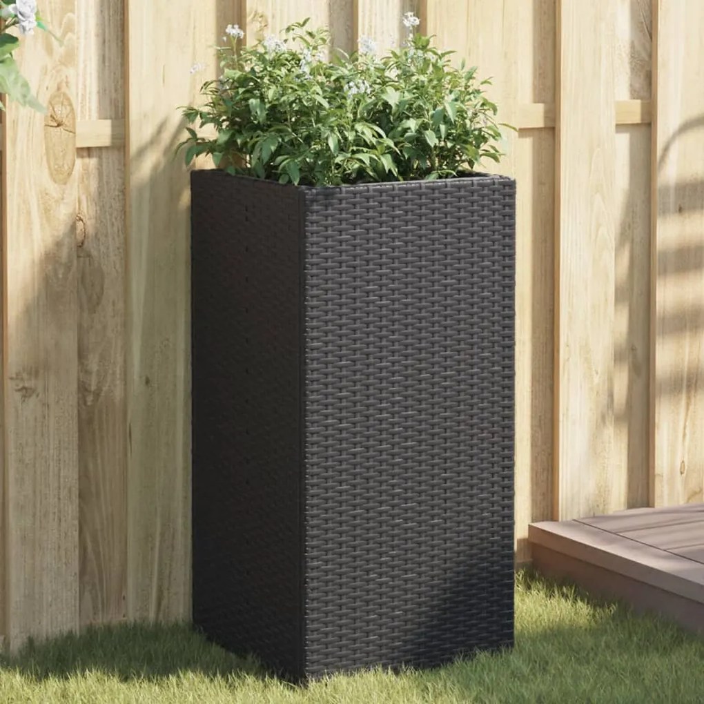 vidaXL Vaso/floreira de jardim 40x40x80 cm vime PE preto
