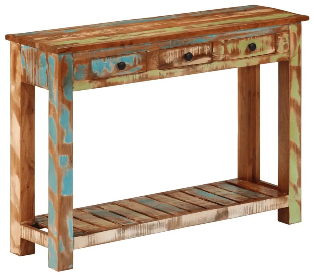 Mesa consola 110x30x76 cm madeira recuperada maciça