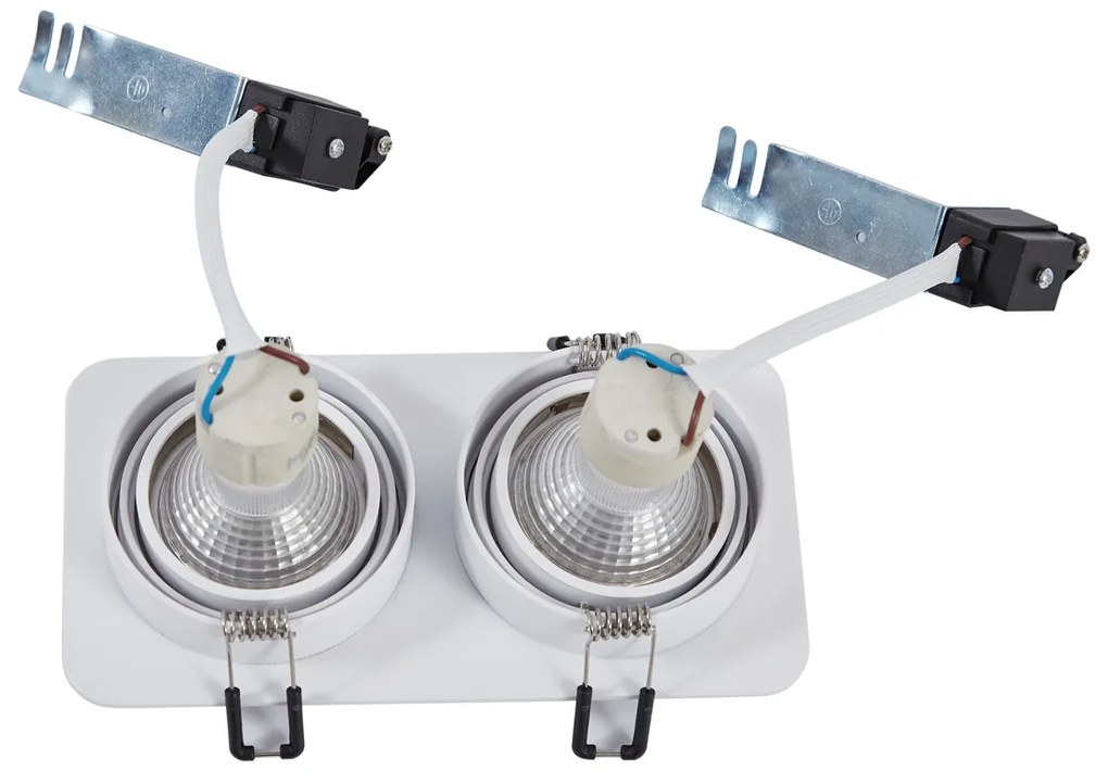 Foco embutido arredondado branco GU10 50mm giratório e inclinável IP44 2 luzes - Alberto Moderno