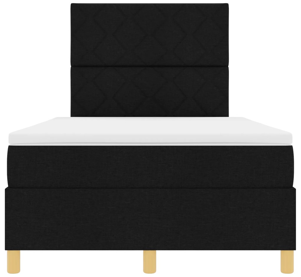 Cama Box Spring com Colchão e LED Preto 120x200 cm Tecido