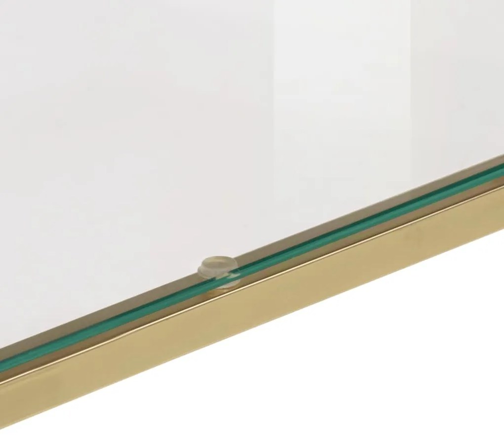 Mesa consola aço inoxidável e vidro temperado dourado