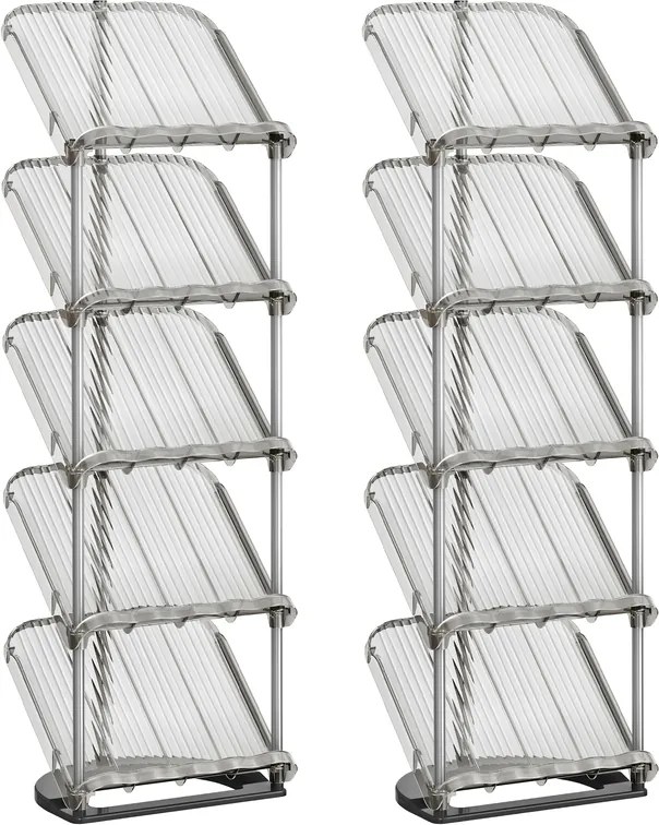 Conjunto 2 Sapateiras com prateleiras inclinadas 24,5 x 28,4 x 102,5 cm cinzentas